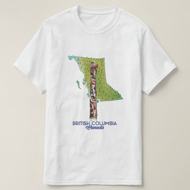 Camiseta Póster de mapa de Columbia Británica Canadá. (Diseño del anverso)