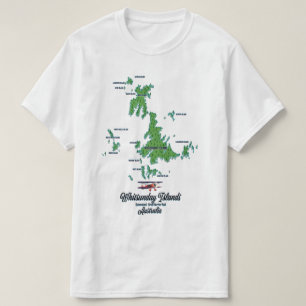 Camiseta poster de mapa de Islas Whitsunday Australia