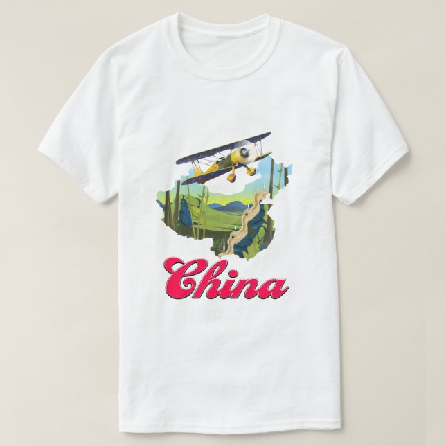 Camiseta Poster de mapa de viajes de China (Diseño del anverso)