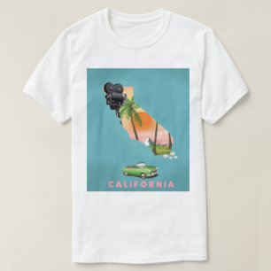 Camiseta Póster de mapa ilustrado de California