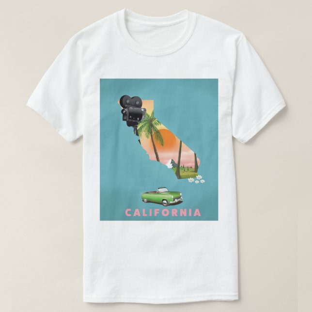 Camiseta Póster de mapa ilustrado de California (Diseño del anverso)