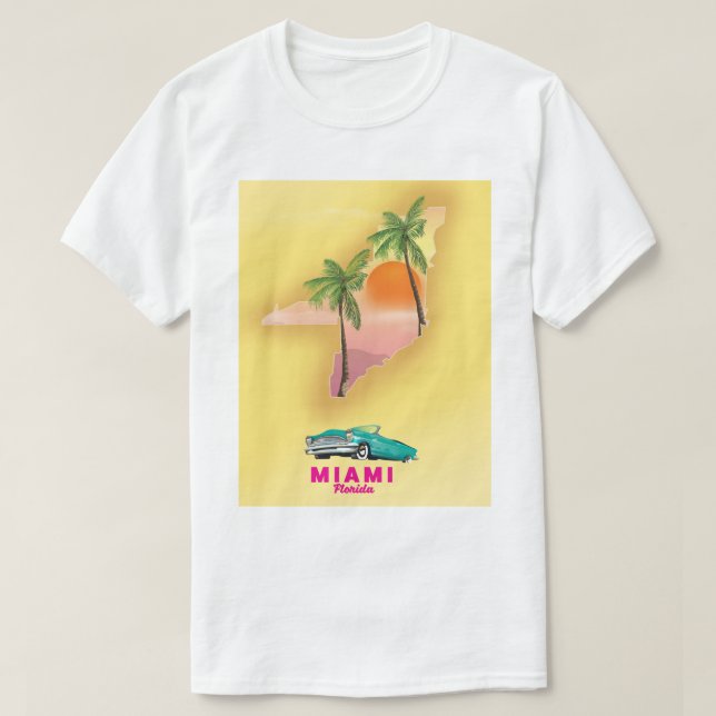 Camiseta Póster de mapa ilustrado de Miami Florida (Diseño del anverso)