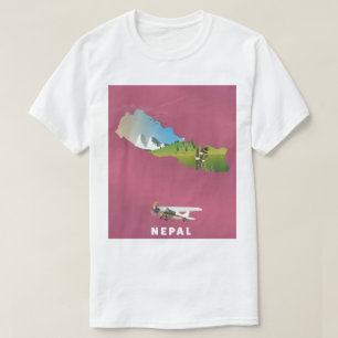 Camiseta Póster de mapa ilustrado de Nepal