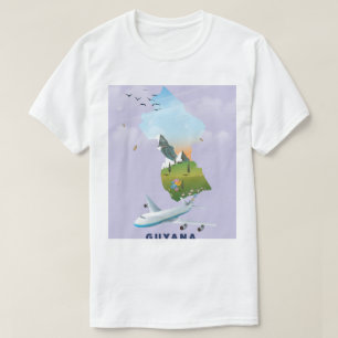 Camiseta Poster de mapas ilustrado de Guyana
