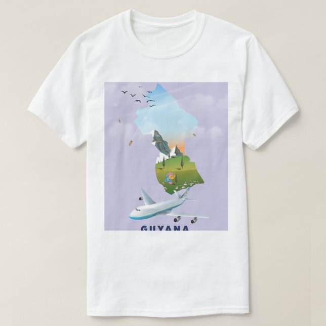 Camiseta Poster de mapas ilustrado de Guyana (Diseño del anverso)
