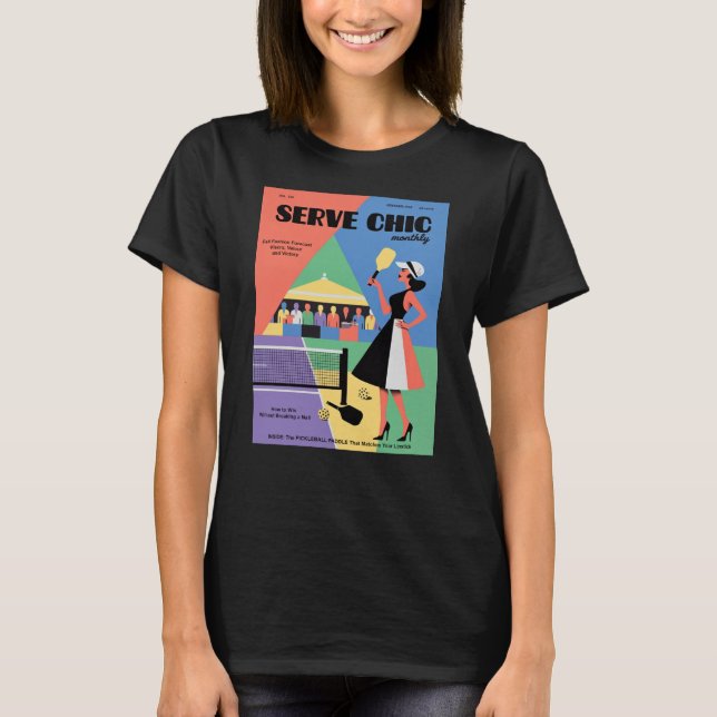 Camiseta Póster de moda chic de servicio de pickleball (Anverso)