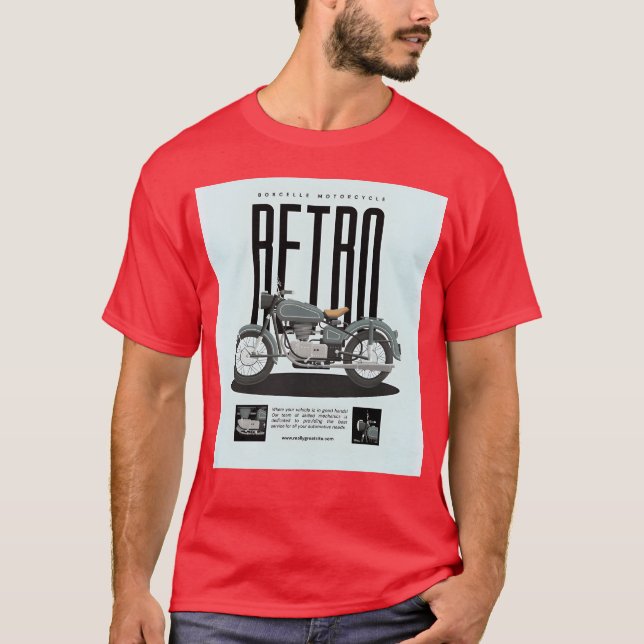 Camiseta Póster de motocicleta retro amigo (Anverso)