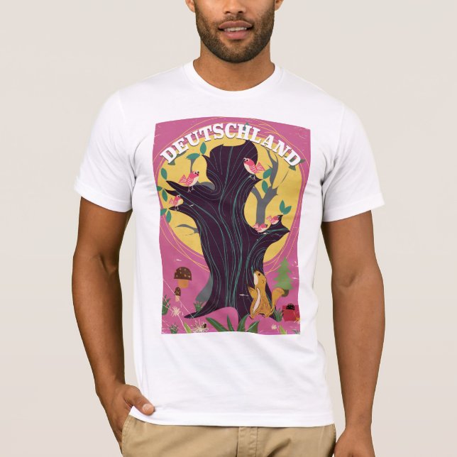 Camiseta Poster de paisaje de personalizado de época de Deu (Anverso)