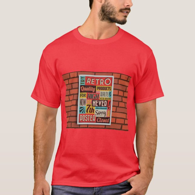 Camiseta Poster de pared de ladrillo retro (Anverso)