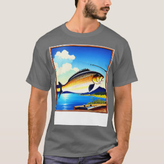 Camiseta poster de pesca de época de los años 80