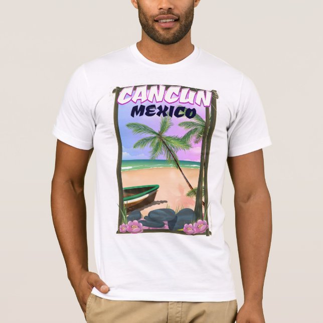 Camiseta Póster de playa Cancun México. (Anverso)