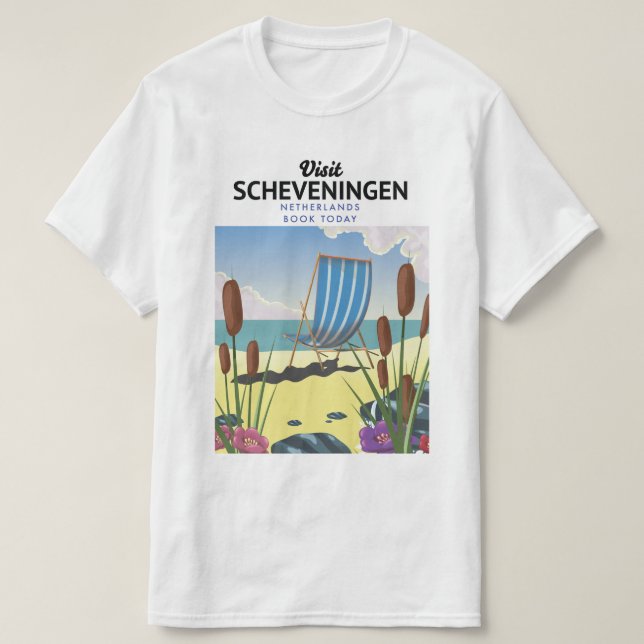 Camiseta Poster de playa de Scheveningen Países Bajos (Diseño del anverso)