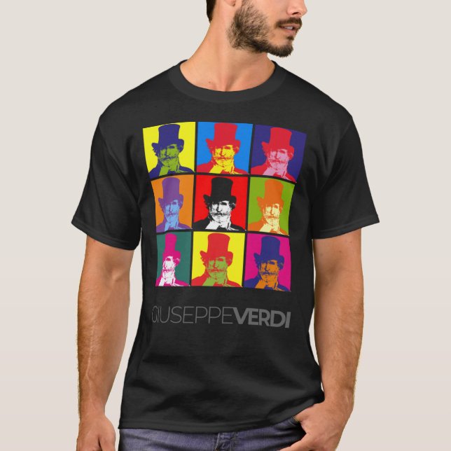Camiseta Poster de retrato pop de Giuseppe Verdi (Anverso)