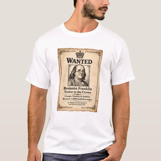 Camiseta Póster de Se Busca Benjamin Franklin (Anverso)