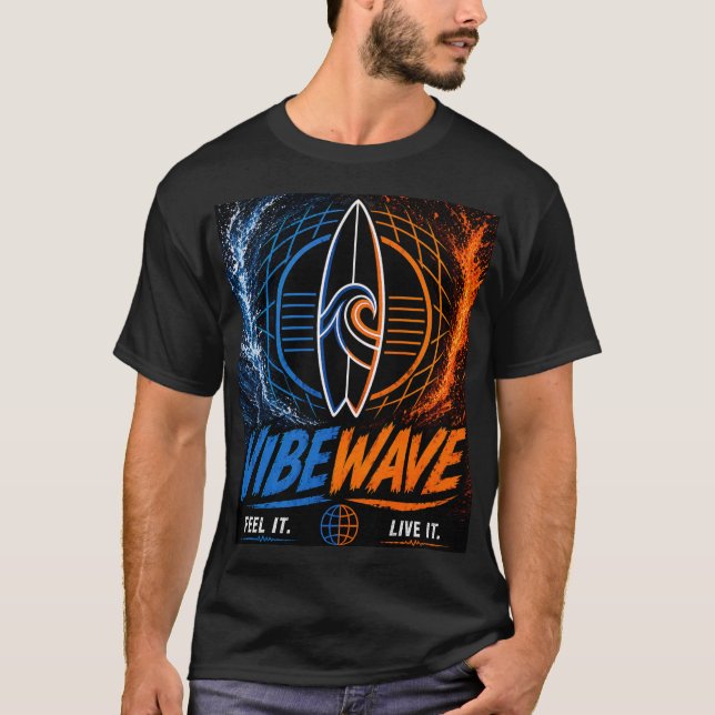 Camiseta Póster de Surf Neon Vibe Wave – Estética Retro Syn (Anverso)