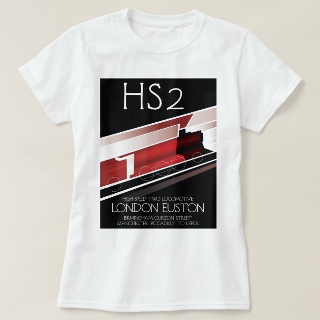 Camiseta POSTER de trenes de época HS2, (Diseño del anverso)
