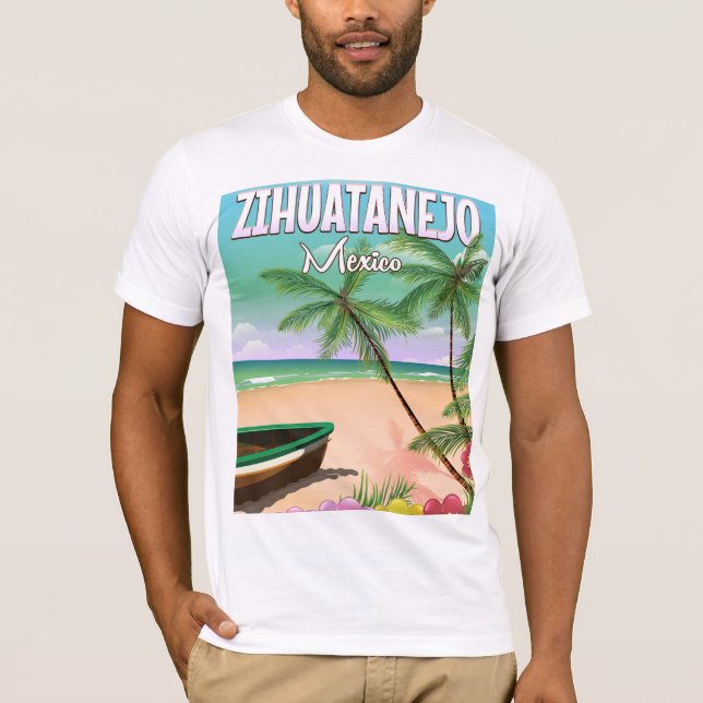 Camiseta Póster de vacaciones de playa mexicanas en Zihuata (Anverso)