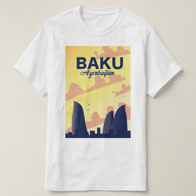 Camiseta Poster de vacaciones de torres de llama de Azerbai (Diseño del anverso)