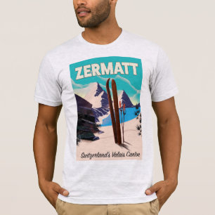 Camiseta Poster de vacaciones de Zermatt Ski