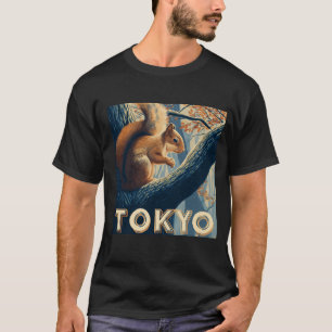 Camiseta Póster de viaje a Tokio — Ardilla Art-Deco en el b