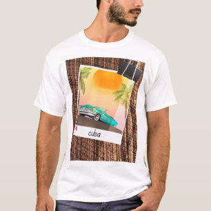 Camiseta Póster de viaje con foto de coche vintage cubano.