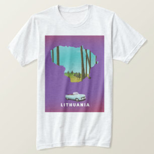 Camiseta Póster de viaje con mapa ilustrado de Lituania