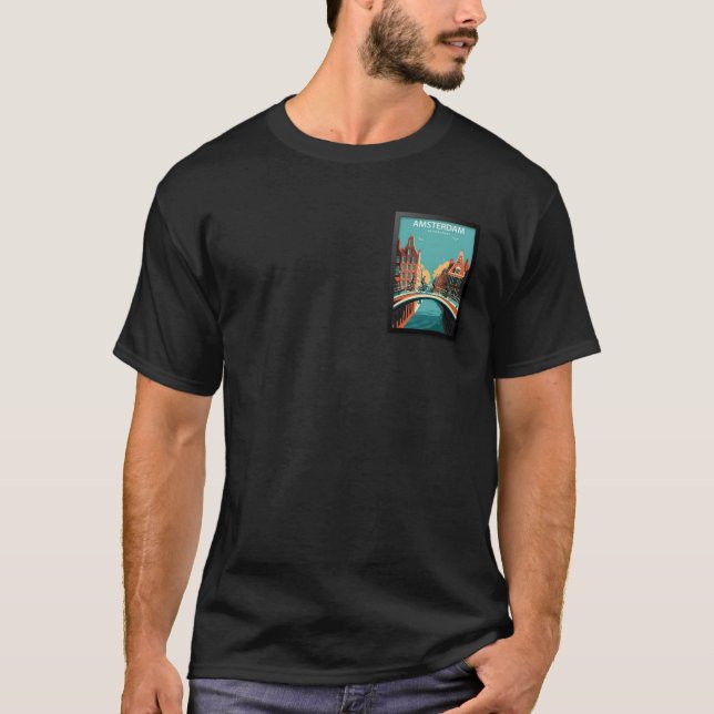 Camiseta Póster de viaje de Amsterdam Holanda (Anverso)
