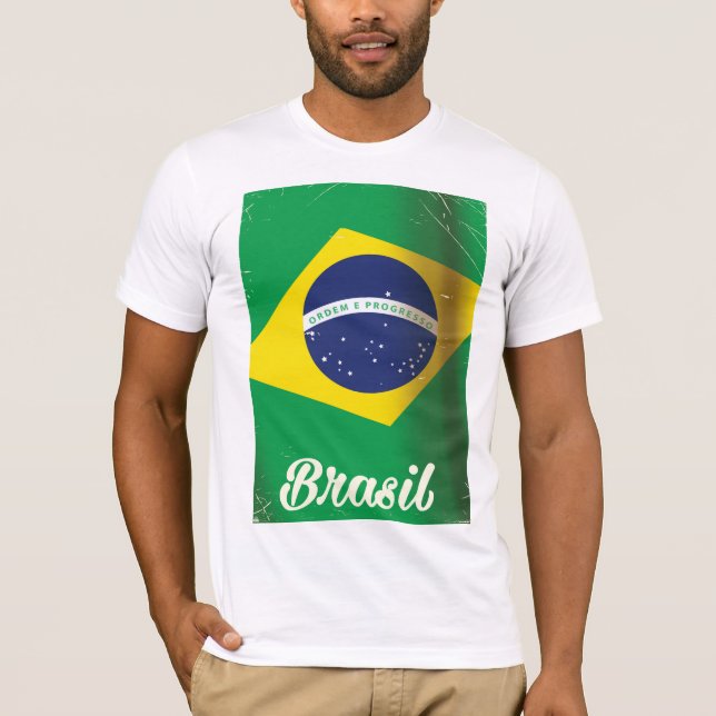 Camiseta Poster de viaje de la bandera nacional de Brasil (Anverso)