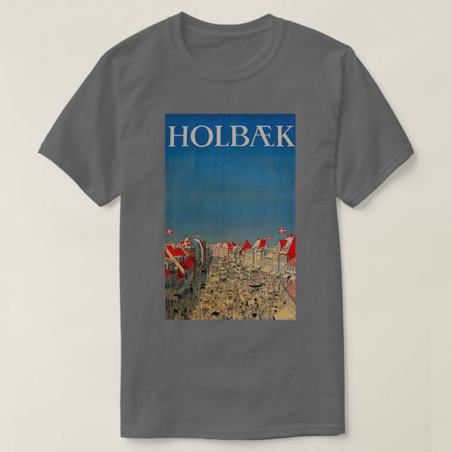 Camiseta Poster de viaje de la cosecha de Holbaek (Diseño del anverso)