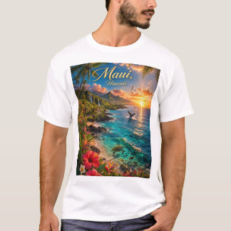Camiseta Póster de viaje de la costa tropical de Maui Hawai