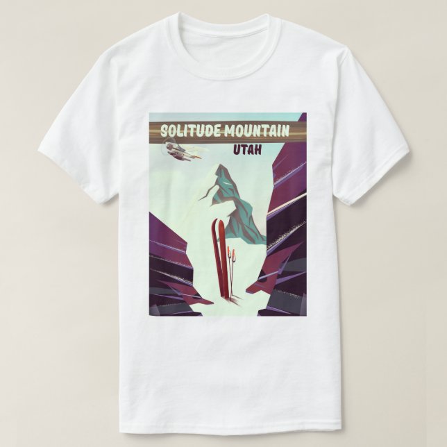 Camiseta Poster de viaje de la montaña Solitude Utah. (Diseño del anverso)