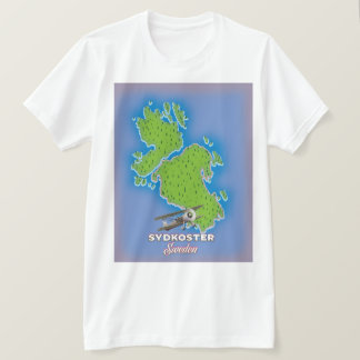 Camiseta Póster de viaje de mapa antiguo de Sydkoster Sueci