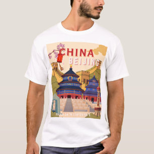 Camiseta Póster de viaje de Pekín China Arte mural de ciu