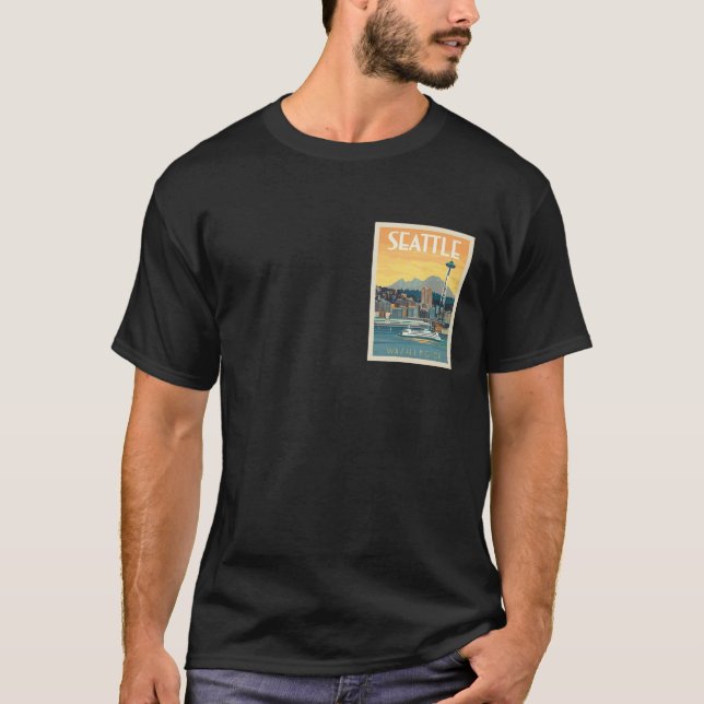 Camiseta Póster de viaje de Seattle Washington (Anverso)