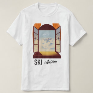 Camiseta Póster de viaje de ventana de esquí Austria.