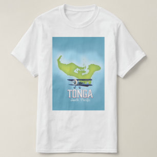 Camiseta Póster de viaje de vuelo del mapa de Tonga