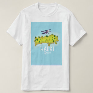 Camiseta Póster de viaje ilustrado del mapa de Halki Grecia