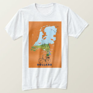 Camiseta Póster de viaje Mapa de Holanda