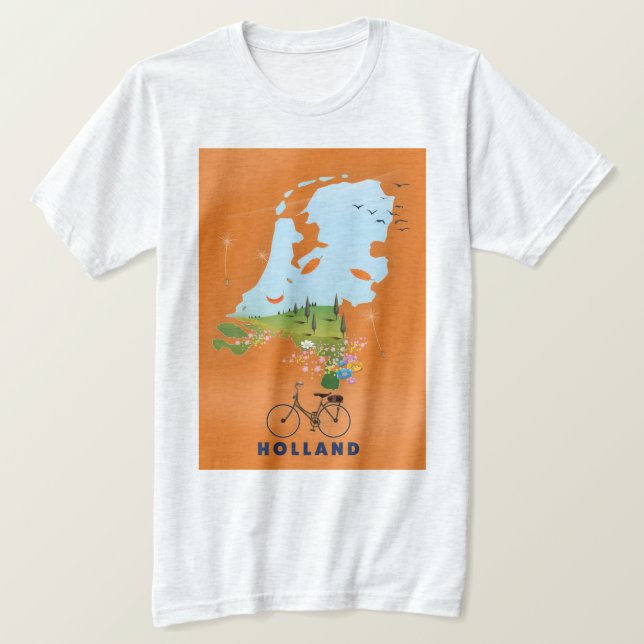 Camiseta Póster de viaje Mapa de Holanda (Anverso del diseño)