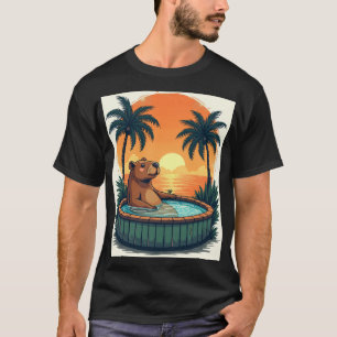 Camiseta Póster de viaje vintage estilo Retro Capybara Bañe