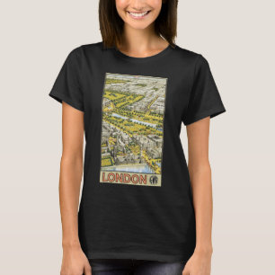 Camiseta Póster de viaje vintage, vista aérea de la ciudad