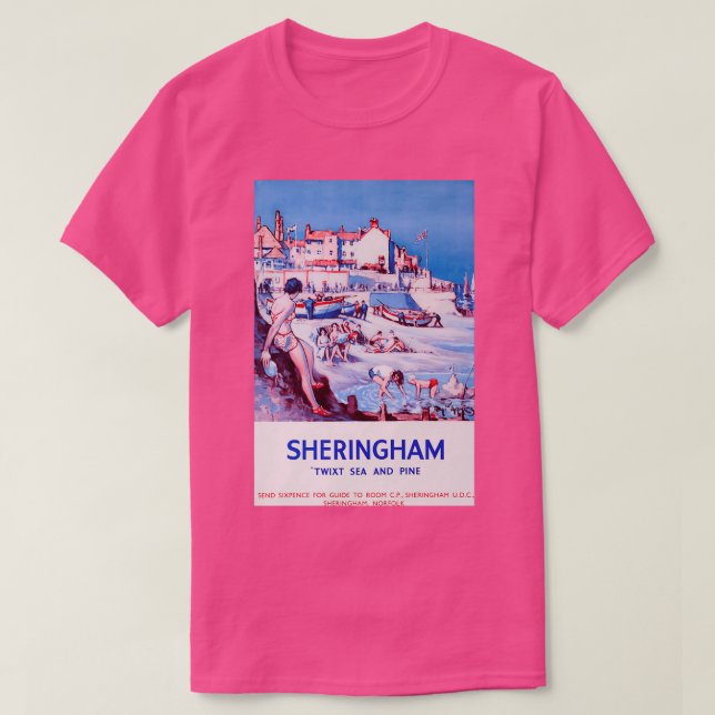 Camiseta Poster de viajes de la época de Sheringham (Diseño del anverso)