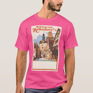 Camiseta Poster de Viajes de la Vintage de Rothenburg