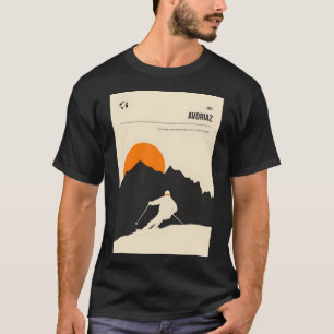 Camiseta Poster de Viajes de Vintage Mínimo de Esquí de Avo
