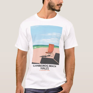 Camiseta Póster de viajes en la playa de Llansmg Beach Wale