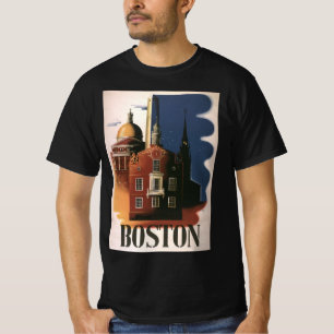 Camiseta Poster de Viajes Vintage de Boston, Massachusetts