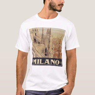 Camiseta Poster De Viajes Vintage De Catedral En Milán, Ita