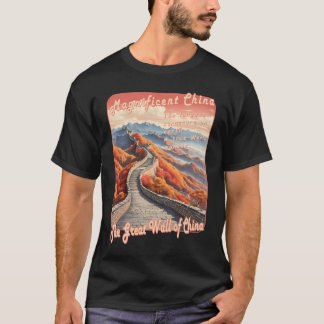 Camiseta Poster De Viajes Vintage - Gran Muralla De China E