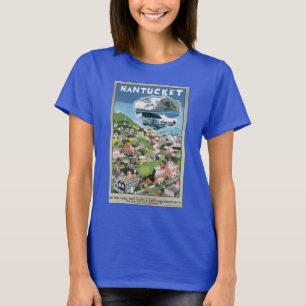 Camiseta Poster de Viajes Vintage, Mapa de la isla Nantucke