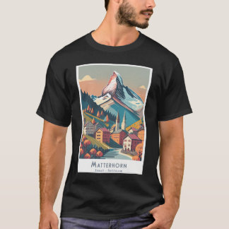 Camiseta Poster de Viajes Vintage Zermatt Matterhorn - Míni